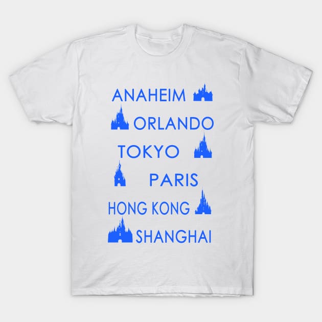 My Cities (Blue on White) T-Shirt by DevonDisneyland